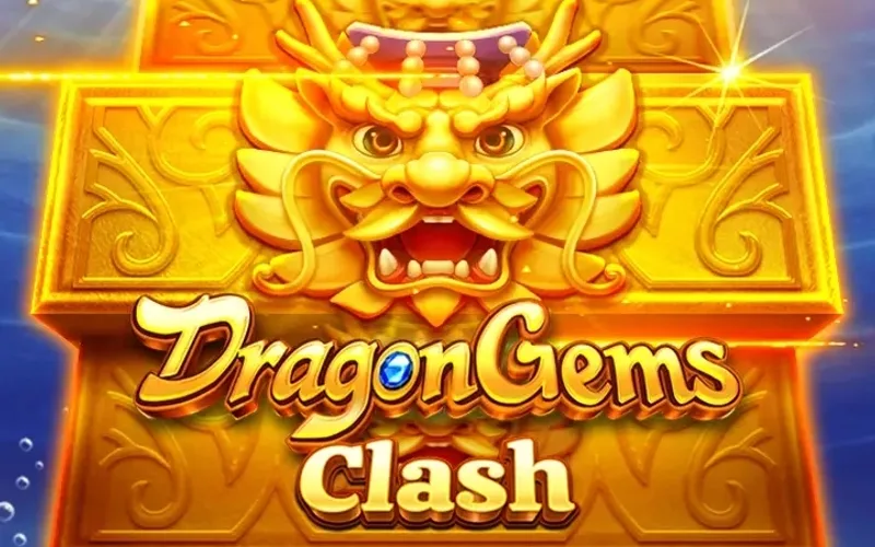 Portada dorada del juego Dragon Gems Clash con dragón