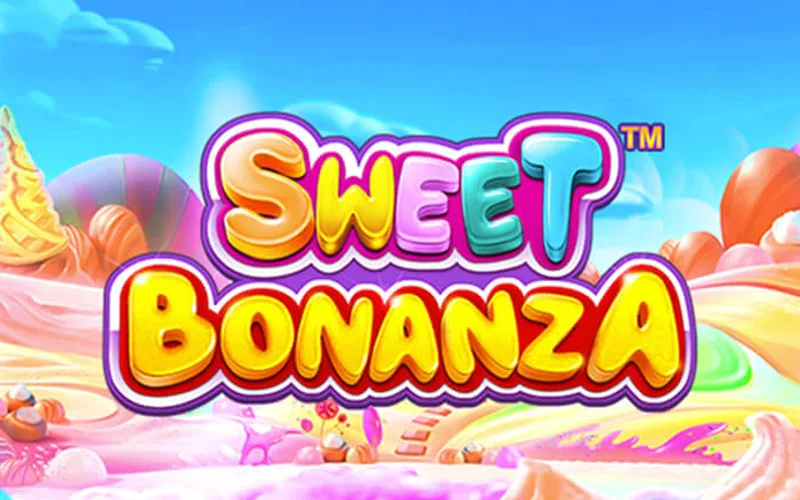Capa colorida do jogo Sweet Bonanza em um cenário de doces
